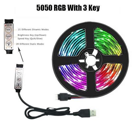 BANDE LED 5050 3Key Control IP20 NO Waterproof 15m Bande Lumineuse LED