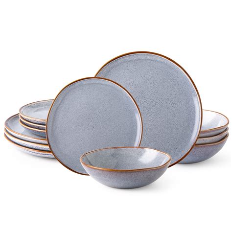 AmorArc Ceramic Dinnerware Sets Handmade Reactive Glaze Plates And