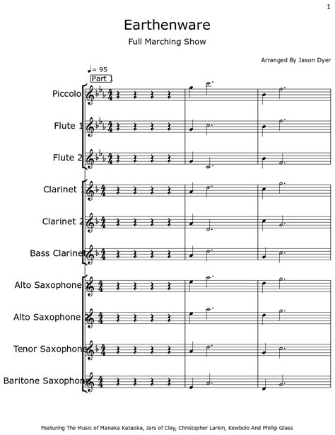 Earthenware Sheet Music For Piccolo Flute Clarinet Bass Clarinet