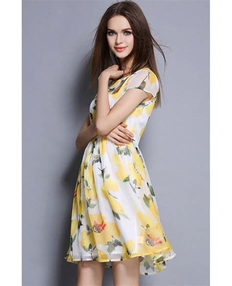 Cap Sleeves Floral Print Short Dress GemGrace