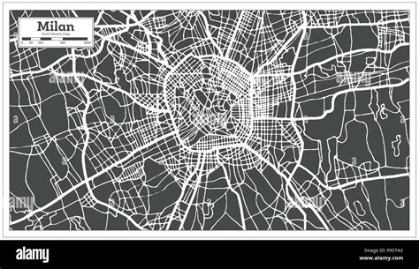 Milán Italia Mapa De La Ciudad En Estilo Retro Mapa De Esquema Ilustración Vectorial Imagen