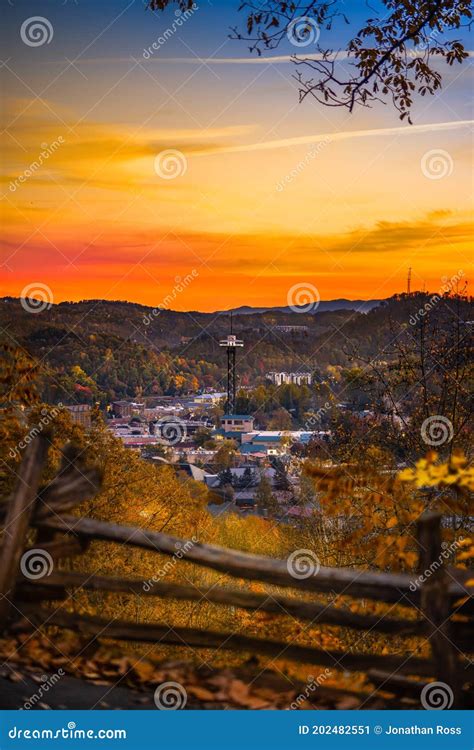 Gatlinburg Overlook during Brilliant Sunset Stock Image - Image of mill ...