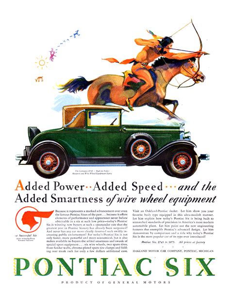 Pontiac Six Advertising Campaign 1928 Chief Of The Sixes Blog