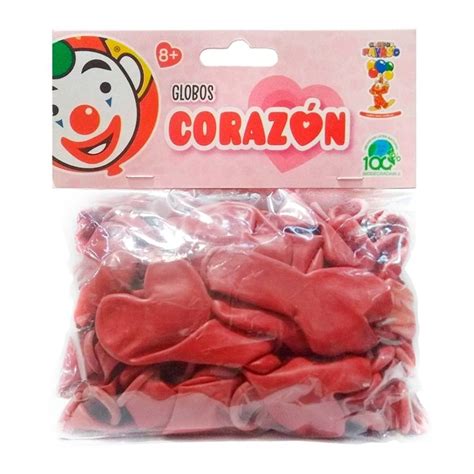 Globos Payaso Corazón Color Rojo Cereza 50 pzas Walmart