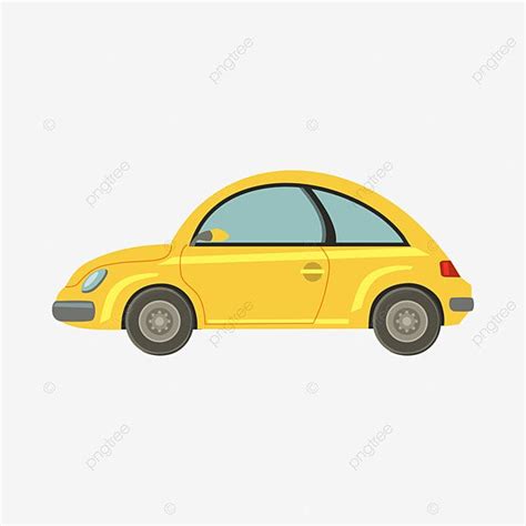 2D Cartoon Yellow Beetle Car Vector Illustration