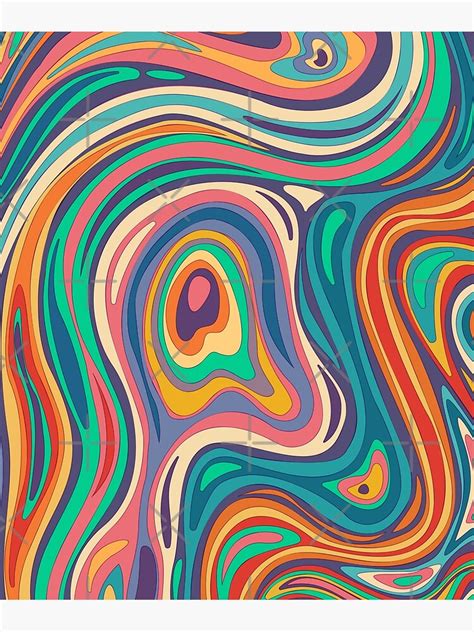 Abstract Psychedelic Retro Waves Pattern Cool Minimal Colorful Retro