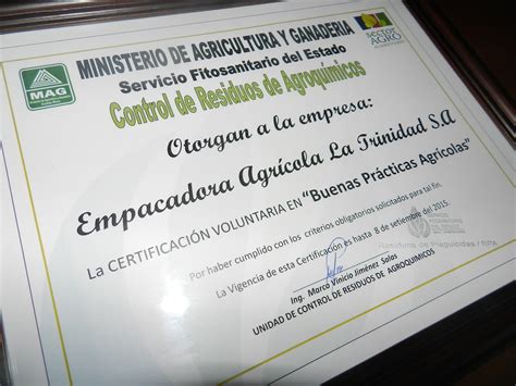 Mag Otorga Certificaci N En Buenas Pr Cticas Agr Colas Revista Apetito