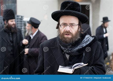 Hassidic Orthodox Jews Celebrating During Hasidic Holiday Editorial