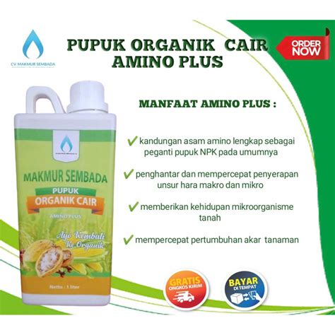 Jual Pupuk Organik Cair Amino Plus Pupuk Asam Amino Tanaman 1 Liter