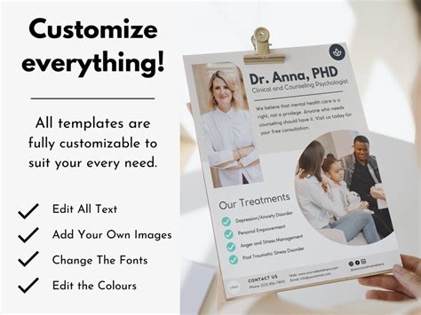 Counseling Psychology Therapy Flyer Templates Design Editable Etsy