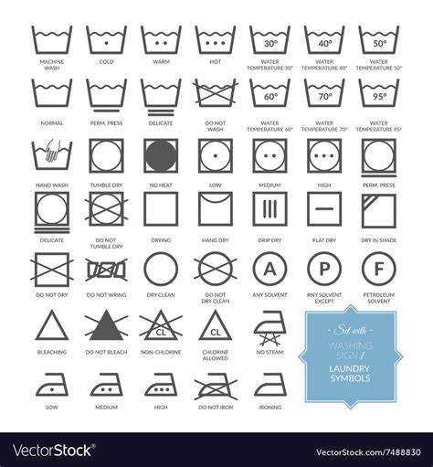 Set With Thin Line Washing Icons And Laundry Symbo