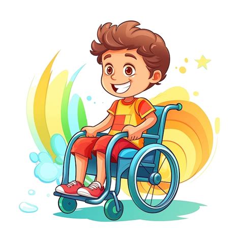 Illustrazione Di Cartone Animato Di Un Bambino Disabile In Sedia A