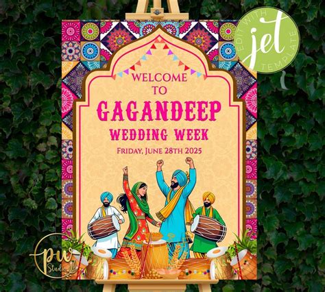 Punjabi Wedding Sign Viah Wala Ghar Sikh Wedding Welcome Sign Punjabi