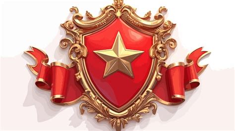 Um Escudo Vermelho Uma Estrela Dourada Vetor Premium Gerado IA