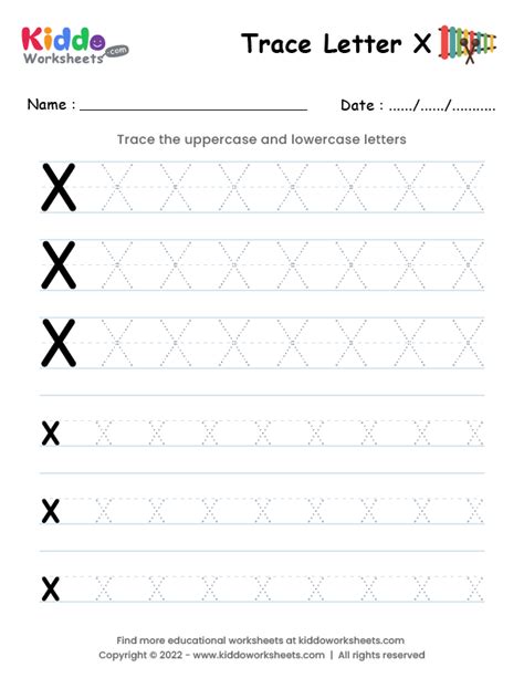 Free Printable Tracing Letter X Worksheet Kiddoworksheets