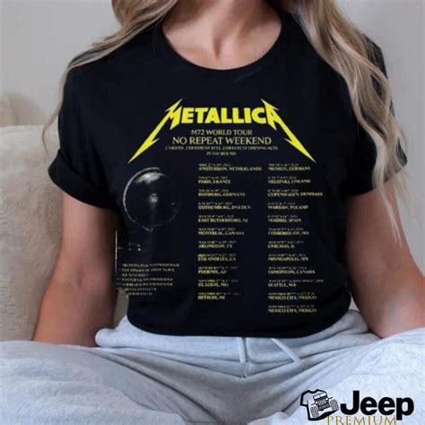 Metallica Rock Band M72 World Tour 2023 Merch Metallica M72 World Tour No Repeat Weekend Shirt ...