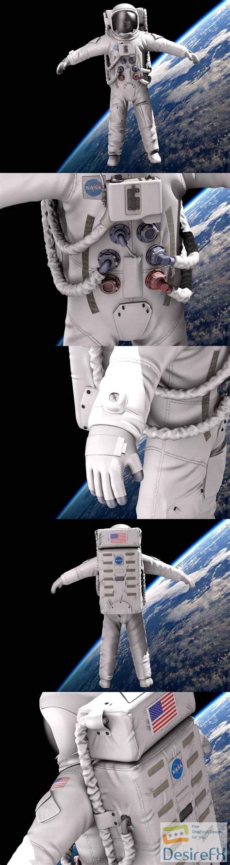 Download NASA Astronaut Apollo 11 3D Model - DesireFX.COM