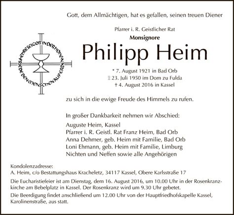 Traueranzeigen Von Philipp Heim Trauer Hna De