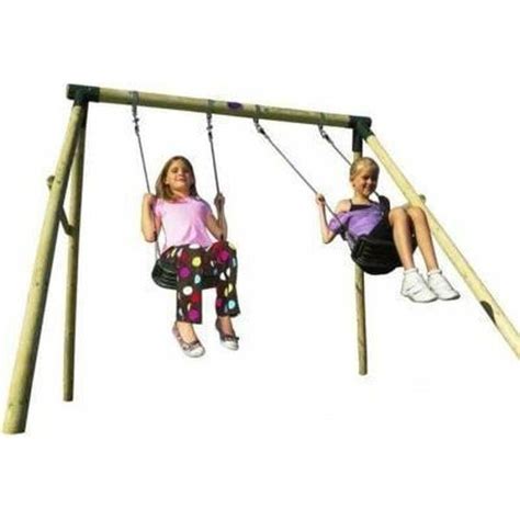 Plum Marmoset Wooden Double Swing Set For Kids Fsc Certified