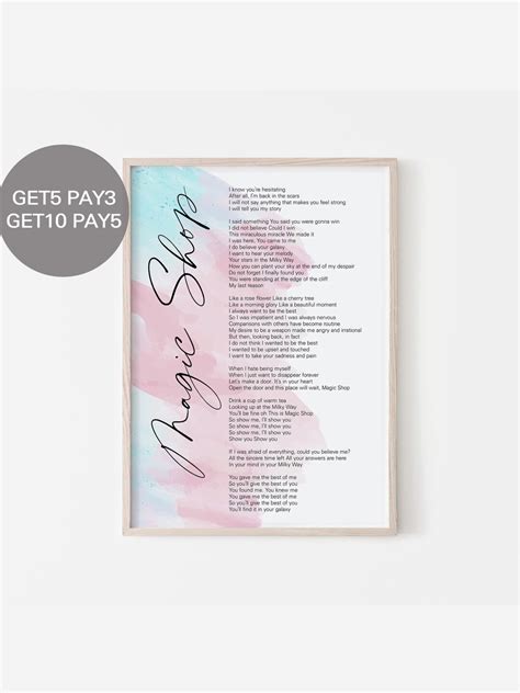 Bts Magic Shop Lyrics Prints Poster Digital Download Korean Quotes