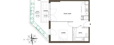 Plan appartement T2 de 41 40 m² neuf résidence n221666 à Montigny lès