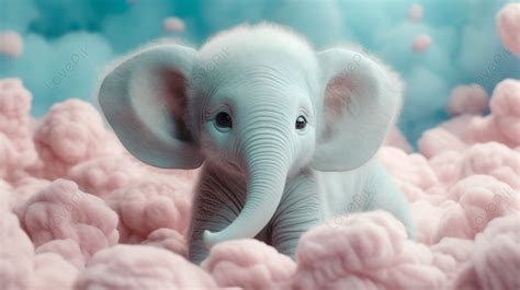 Baby Elephant Surrounded By Pink Clouds Cloud Backgrounds Baby