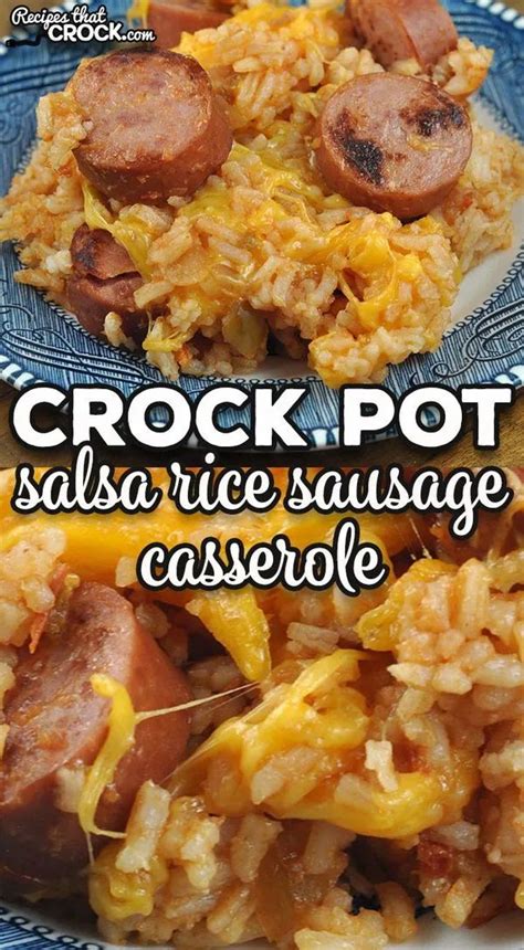 This Is An Image Of Crock Pot Saksa Rice Sausage Casserole