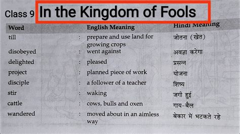 In The Kingdom Of Fools Word Meaning Class 9 In The Kingdom Of Fools