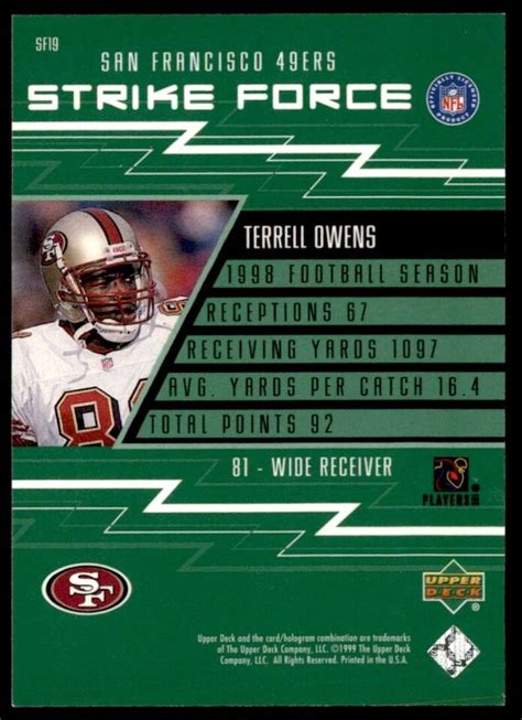 1999 Upper Deck Strike Force Terrell Owens San Francisco 49ers SF19 EBay