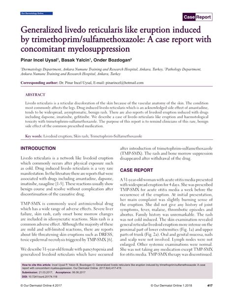 Generalized Livedo Reticularis Like Eruption Induced By Trimethoprim Sulfamethoxazole A Case