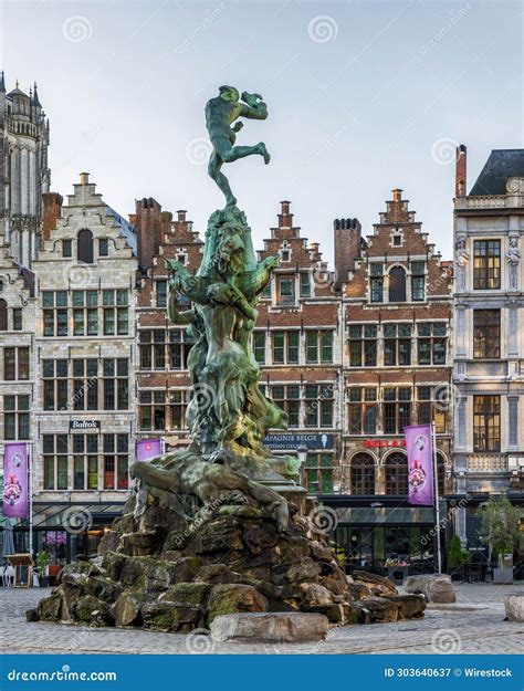 Iconic Brabo Fountain Located In The City Of Antwerp Belgium Editorial