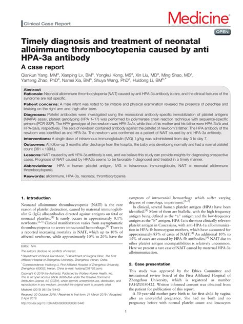 Pdf Timely Diagnosis And Treatment Of Neonatal Alloimmune