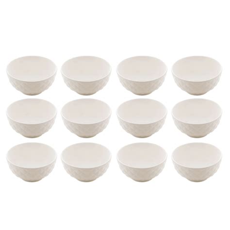 Kit Conjunto Bowls Tigela Porcelana Cumbuca Diamond Branco X Cm