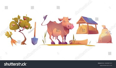 Cow Farm Cartoon Vector Illustration Set Stock Vector (Royalty Free ...