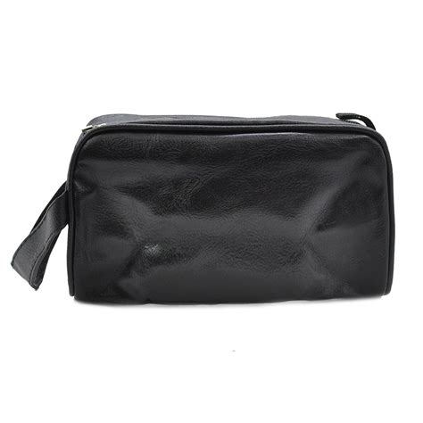 Pochette 2 Zip Tasche Uomo Da Polso Eco Pelle Nera Borsello Mano Nero