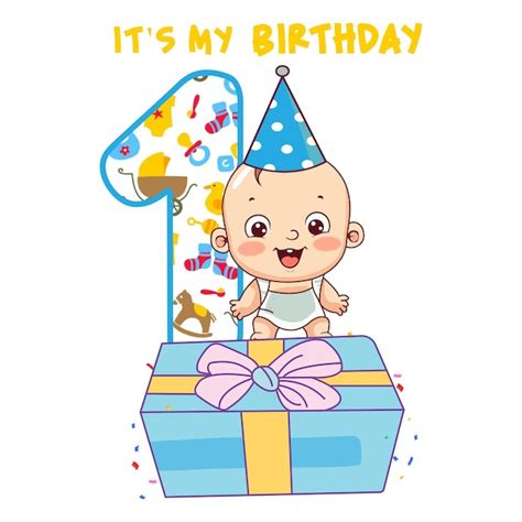 Premium Vector | One year baby birthday gift card design