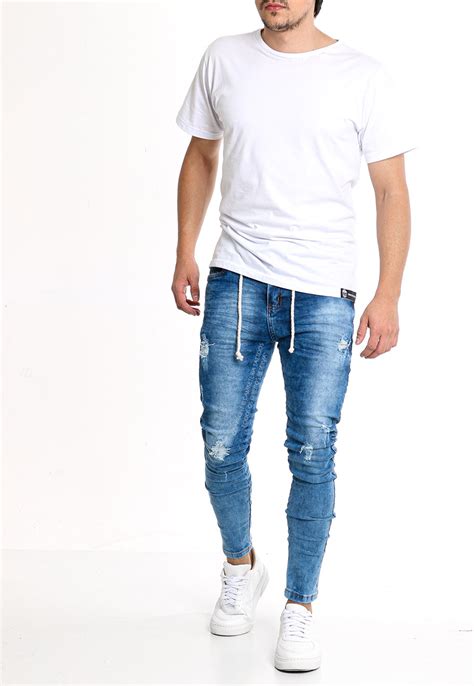 Promoção De Calça Jeans Masculina Super Skinny Azul Médio Ct