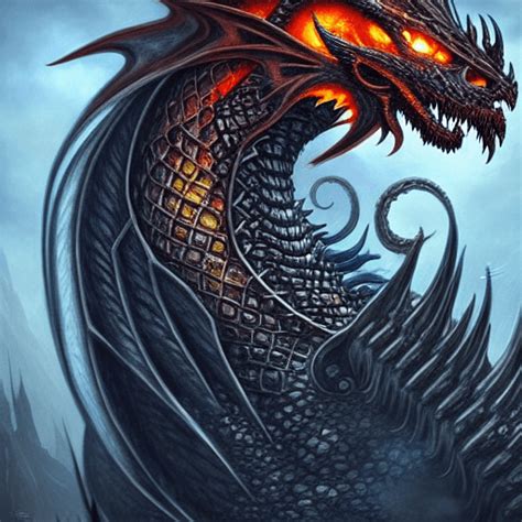 Fire Breathing Dragon Face World Of Warcraft Fine Art · Creative Fabrica