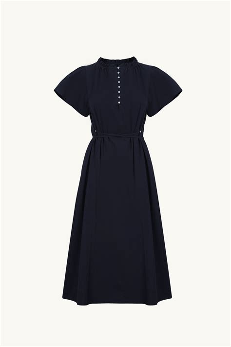 Penny Dress Long Navy Cotton Dress Midi Dress Something To Hold