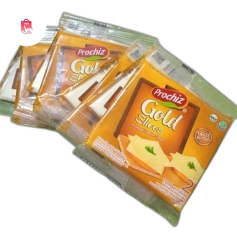 Prochiz Gold Slices Keju Cheddar Olahan 2 Slices 1 Renceng 8 Sachet