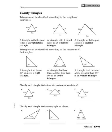 Answer Key Identifying Triangles Worksheet Answers