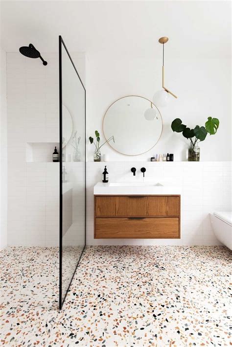 Terrazzo Bathroom Floor designed by Hût architecture and photography by Emanuelis Stasaitis ...