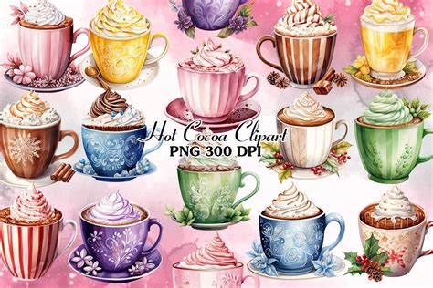 Christmas Hot Cocoa Watercolor Clipart Graphic By Cat Lady Creative Fabrica
