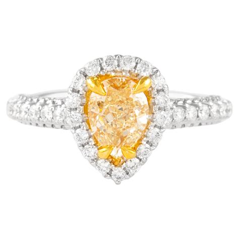 GIA 1 01ct Cushion Fancy Yellow Diamond With Diamond Halo Ring 18k