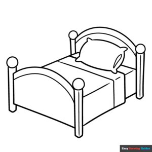 Cartoon Bed Coloring Page | Easy Drawing Guides