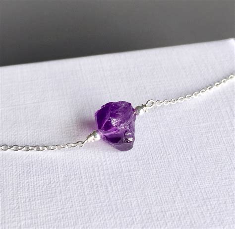 Dainty Raw Gemstone Necklace Raw Gemstone Necklace Amethyst Etsy