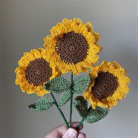 Crochet Sunflowers Set Of Mini Sunflower Bouquet Flowers Etsy