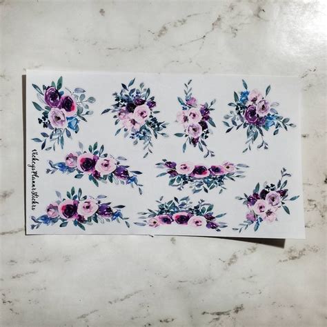 Blue Purple Flower Custom Stickers Etsy