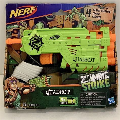 Hasbro Nerf Zombie Strike Quadrot Guns Blasters 4x Elite Dart New Free Shipping