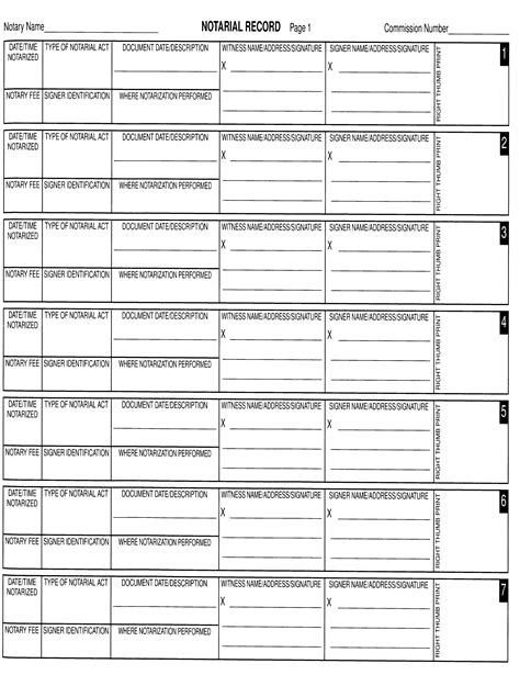 Notary Record Book Printable Printable Templates